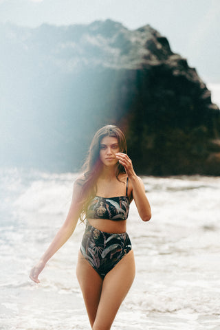 Swimsuit Asymmetrical HIBISCO Recycled Print