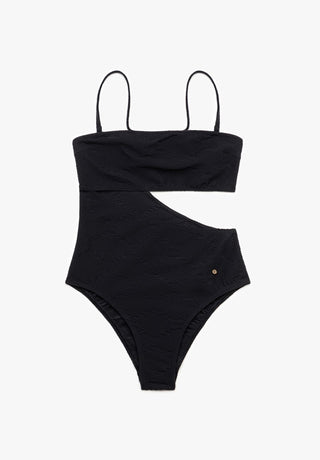 LOVJOI organischer schwarzes Badeanzug mit Cutouts