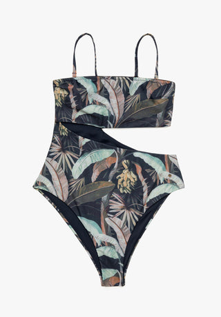 Swimsuit Asymmetrical HIBISCO Recycled Print